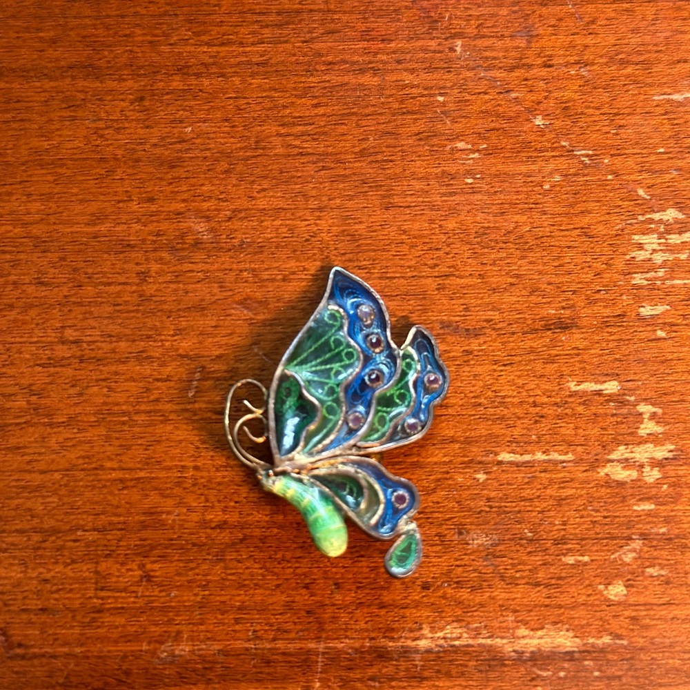 Stain-glass Enamel Butterfly Brooch